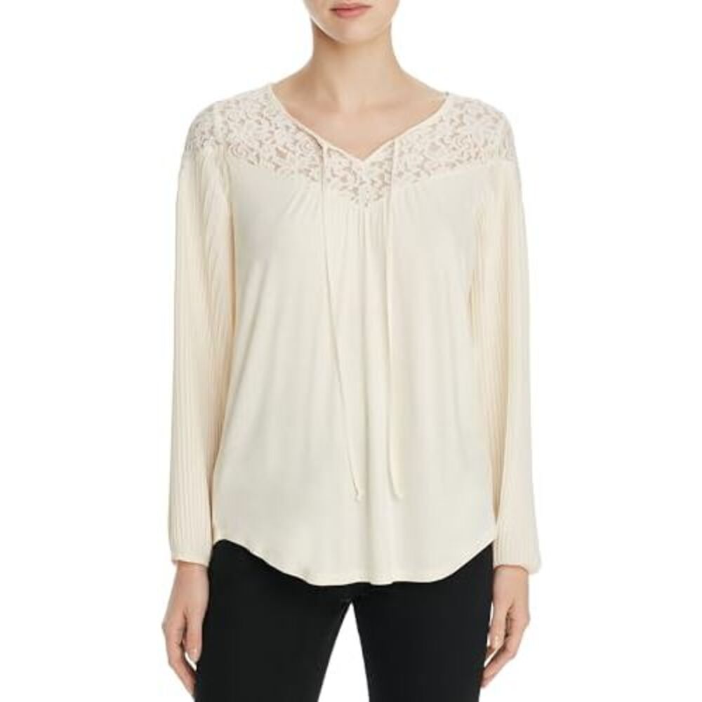 Avec Lace Yoke Mixed Media Blouse